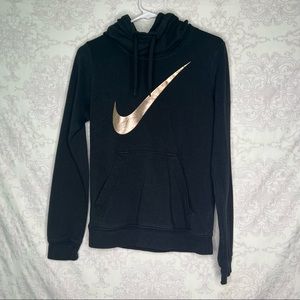NIKE Cowl Neck Hoodie with Rose Gold Swoosh Logo Size Small